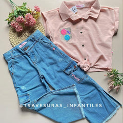 Conjunto Niña Jean Bota Ancha y Blusa Carita Feliz The Musas