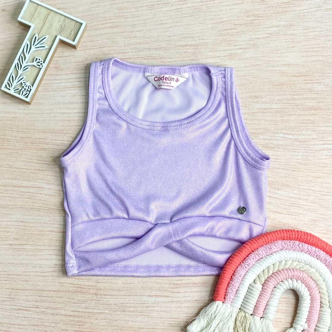 Blusa Detalle Cruzado Brillos lila