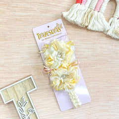 Balaca Cintillos Flores beige