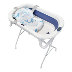 Bañera Plegable Stand Con Malla Y Soporte Azul Happy Baby