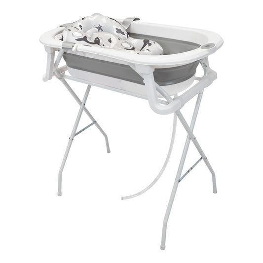 Bañera Plegable Stand Con Malla Y Soporte Gris Happy Baby