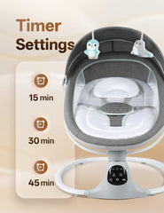 Silla Para Bebé Eléctrica Vibradora Buho Gris