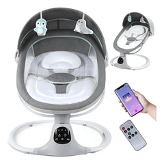 Silla Para Bebé Eléctrica Vibradora Buho Gris