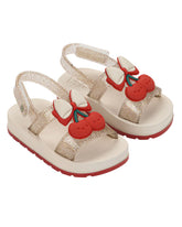 sandalias baby cherry glitter hueso con cerezas rojas 3D