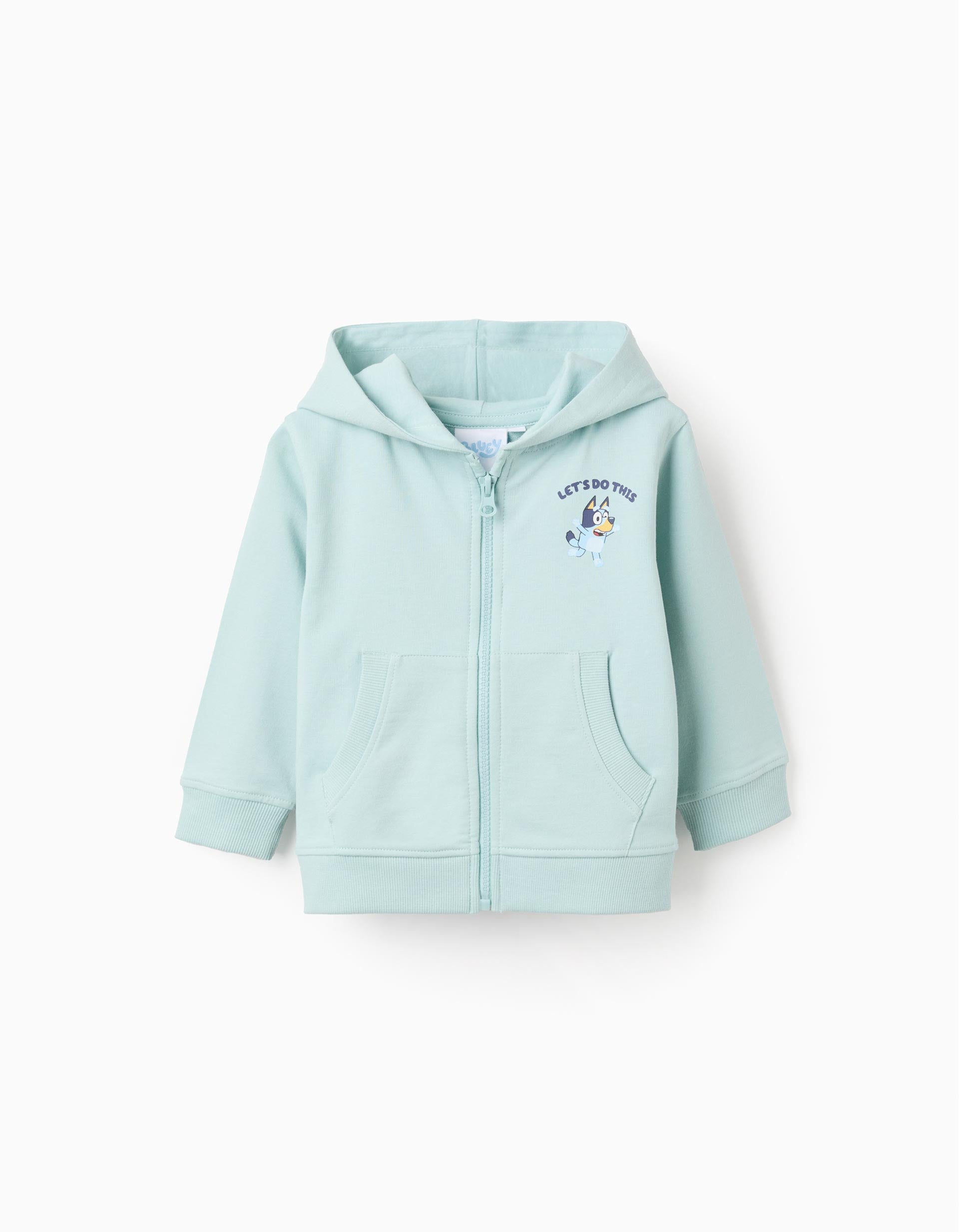 Saco azul claro con capucha y estampado de Bluey Zippy para niño