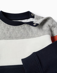 Vista trasera sudadera combinada niño fleece colores diferentes