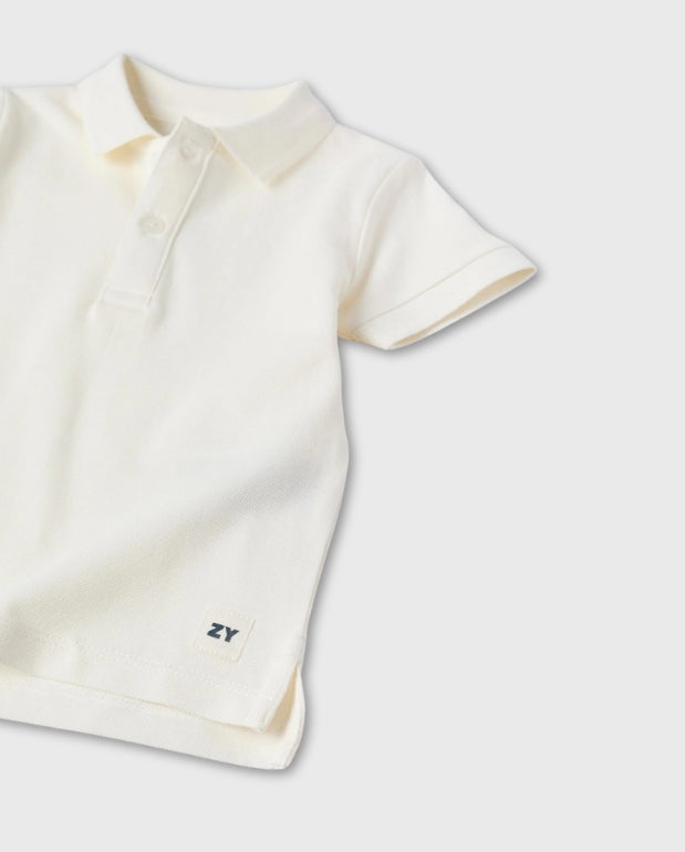 Polo Algodon Blanco Zippy Detalle