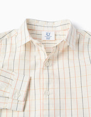 Camisa Manga Larga Cuadros Beige Zippy detalle