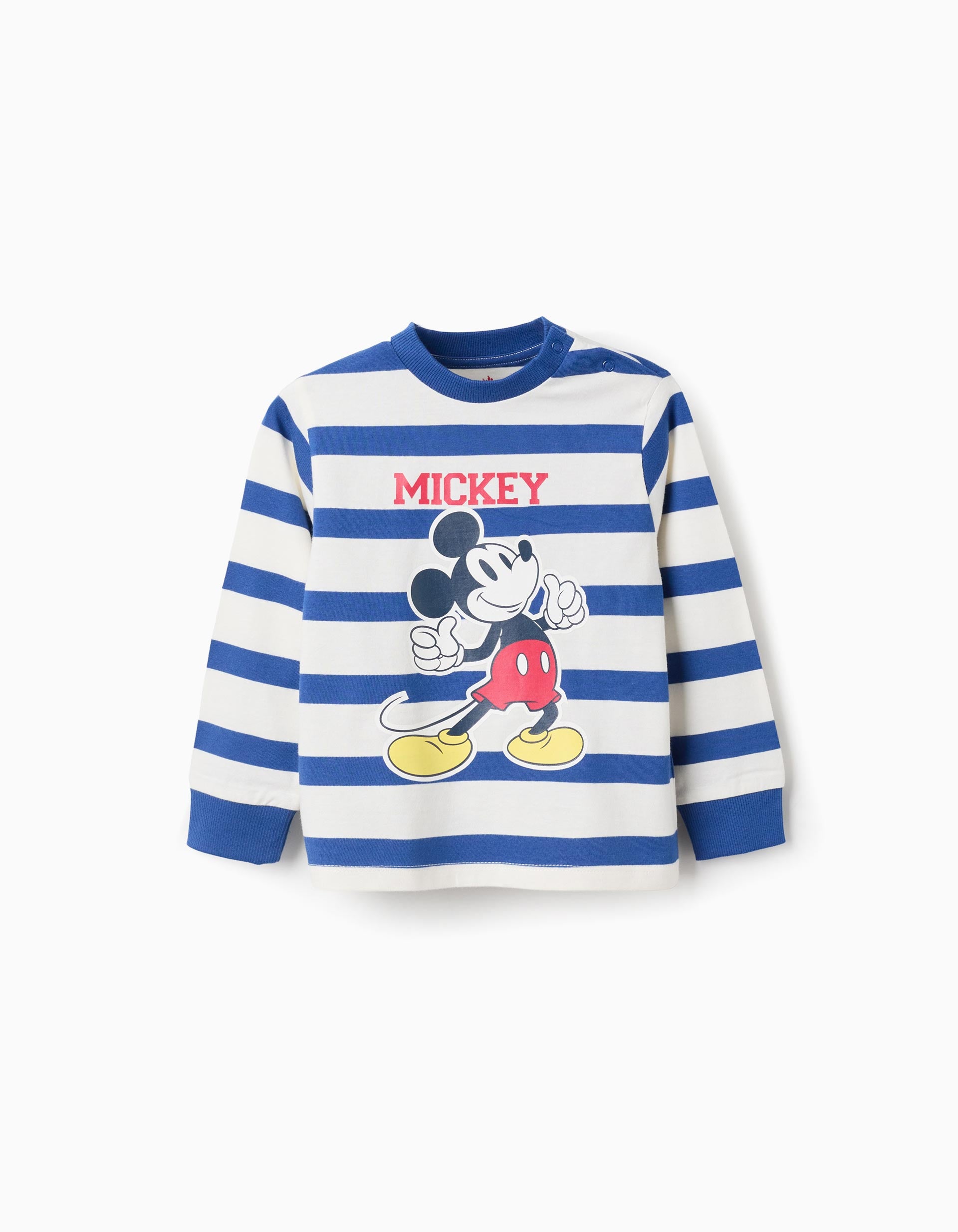 Camiseta infantil de rayas azules y blancas con Mickey