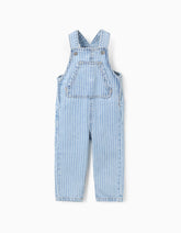Overol bebé denim claro rayado tirantes ajustables bolsillos