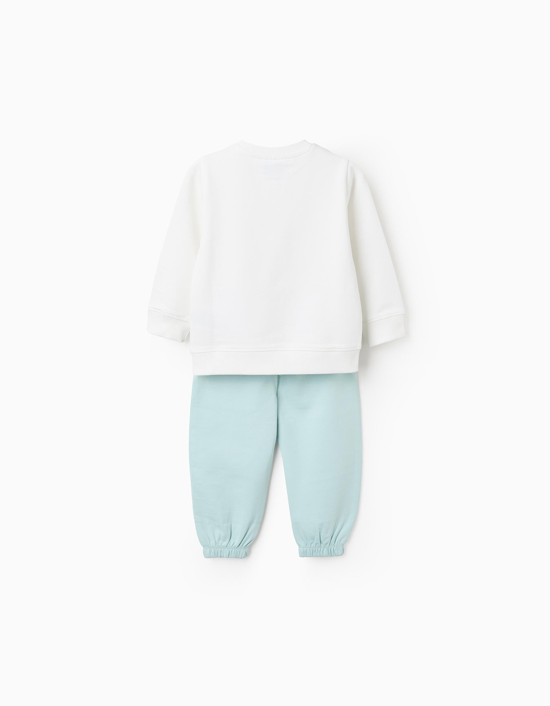 Conjunto infantil Bluey & Bingo sudadera blanca pantalón verde agua