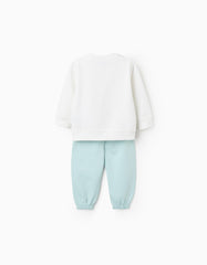 Conjunto infantil Bluey & Bingo sudadera blanca pantalón verde agua