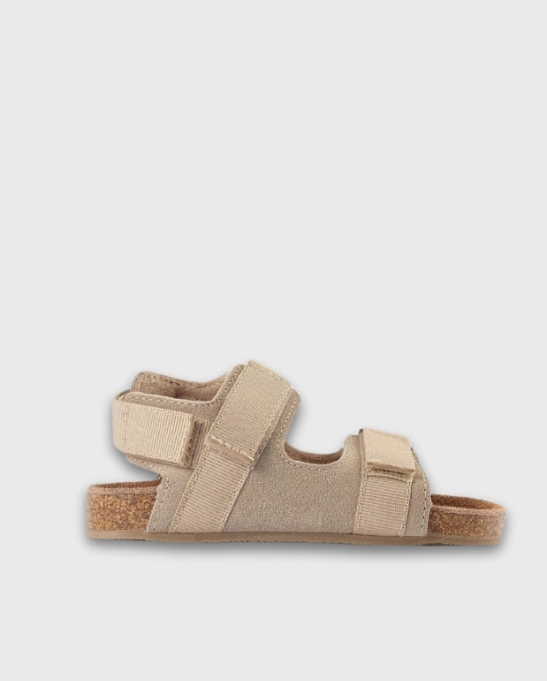 Sandalia Piel Velcro Beige Zippy
