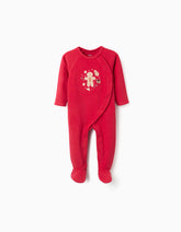 Pijama rojo navideño con galleta bordada para bebé Zippy