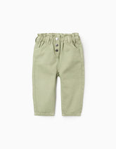 Pantalón verde menta para bebé con cintura elástica y botones Zippy 6‑36M
