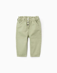Pantalón verde menta para bebé con cintura elástica y botones Zippy 6‑36M