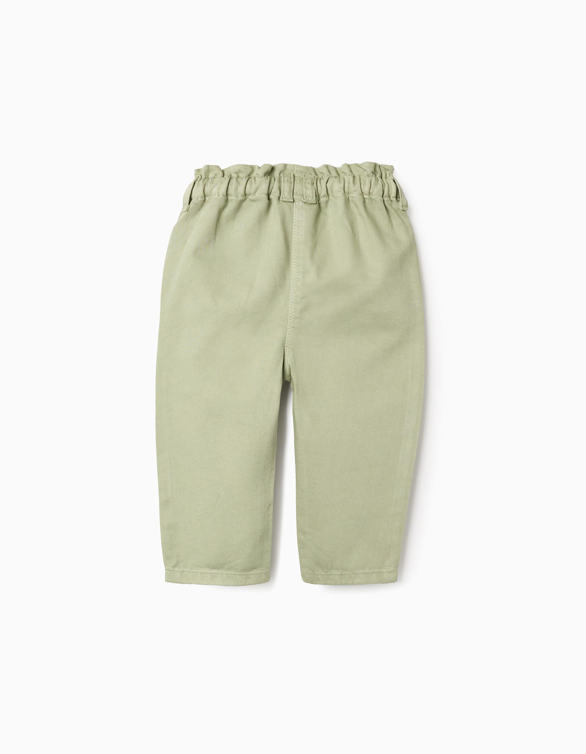 Pantalón largo verde menta para bebé con ajuste elástico