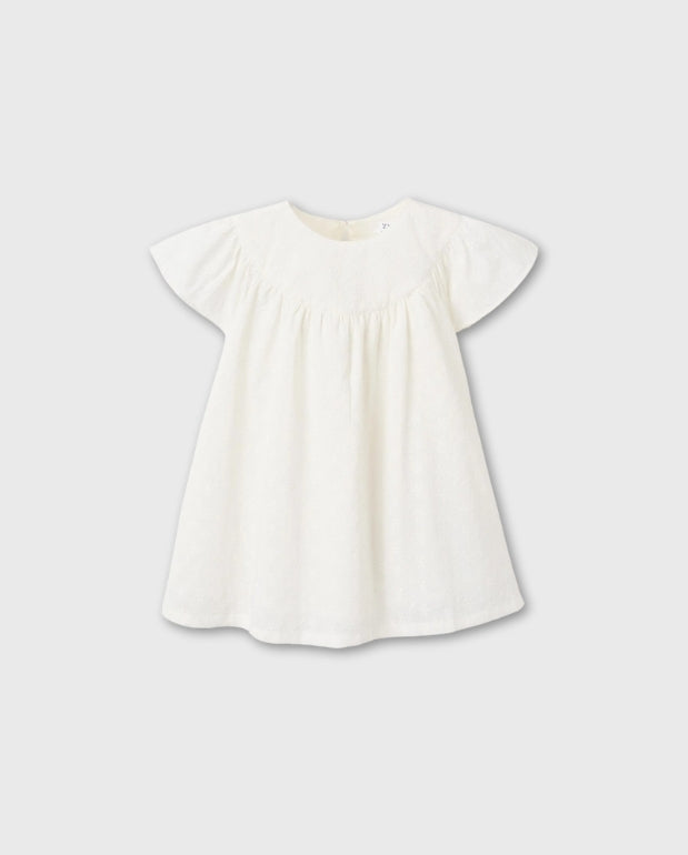 Vestido Bordado Volantes Blanco Zippy
