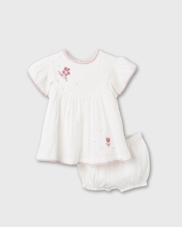 Vestido Con Panty Flor Blanco Zippy