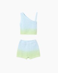 Conjunto Short Combinado Tejido Verde Azul Zippy