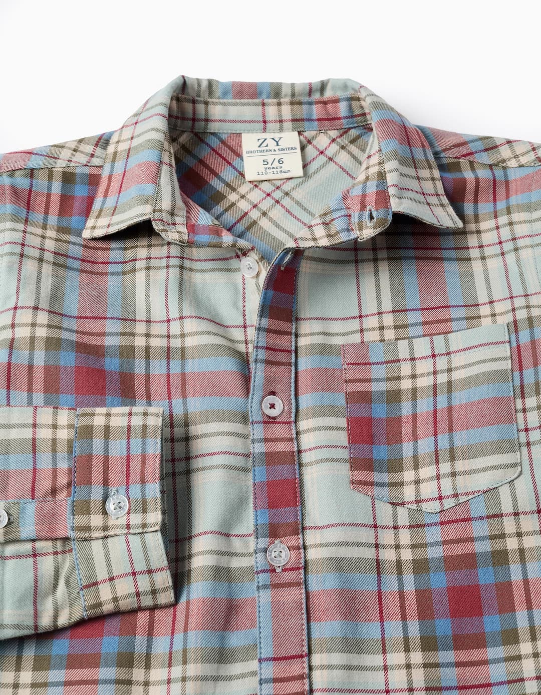 Camisa Manga Larga Cuadros Verde Zippy detalle