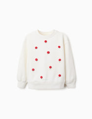 Sudadera blanca con flores rojas en relieve Zippy