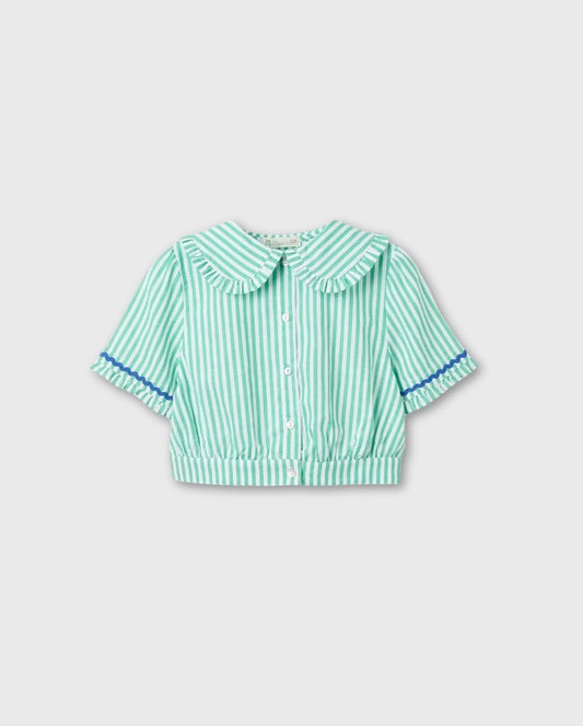 Blusa Rayas Volantes Verde Zippy