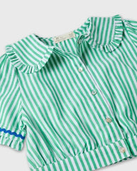 Blusa Rayas Volantes Verde Zippy Detalle