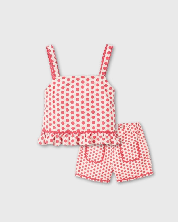 Conjunto Short Puntos Rojo Niña Zippy