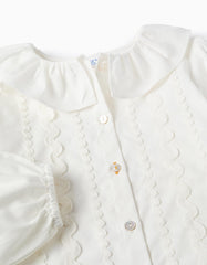 Blusa Manga Larga Cuello Beige Niña Zippy detalle