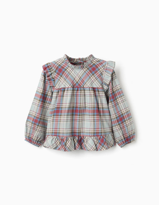 Blusa Manga Larga Cuadros Verde Zippy