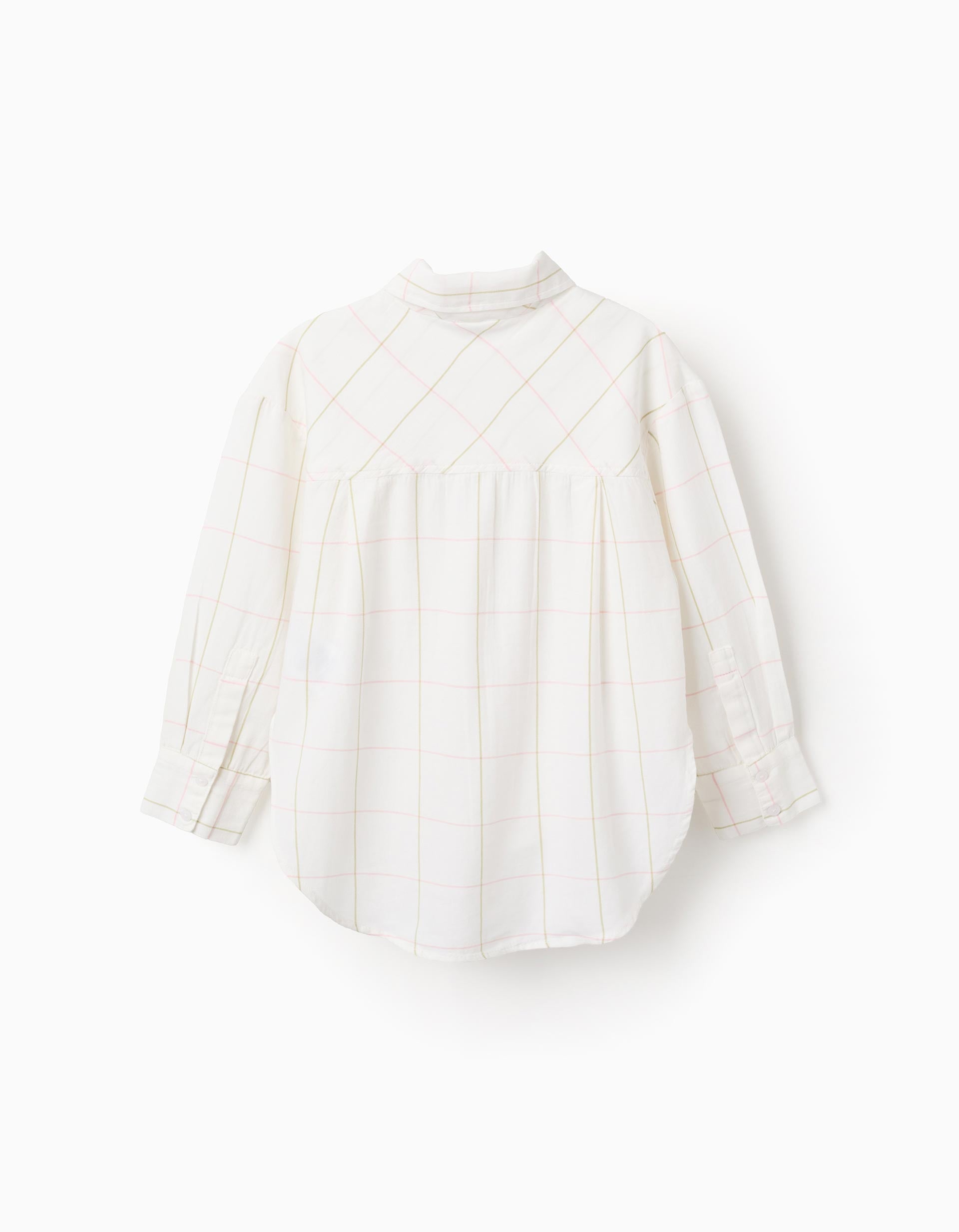 Camisa blanca cuadros infantiles tonos suaves