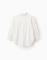 Camisa blanca cuadros infantiles tonos suaves