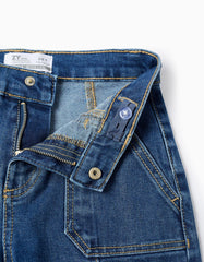 Pantalón Cargo Denim Oscuro Zippy detalle