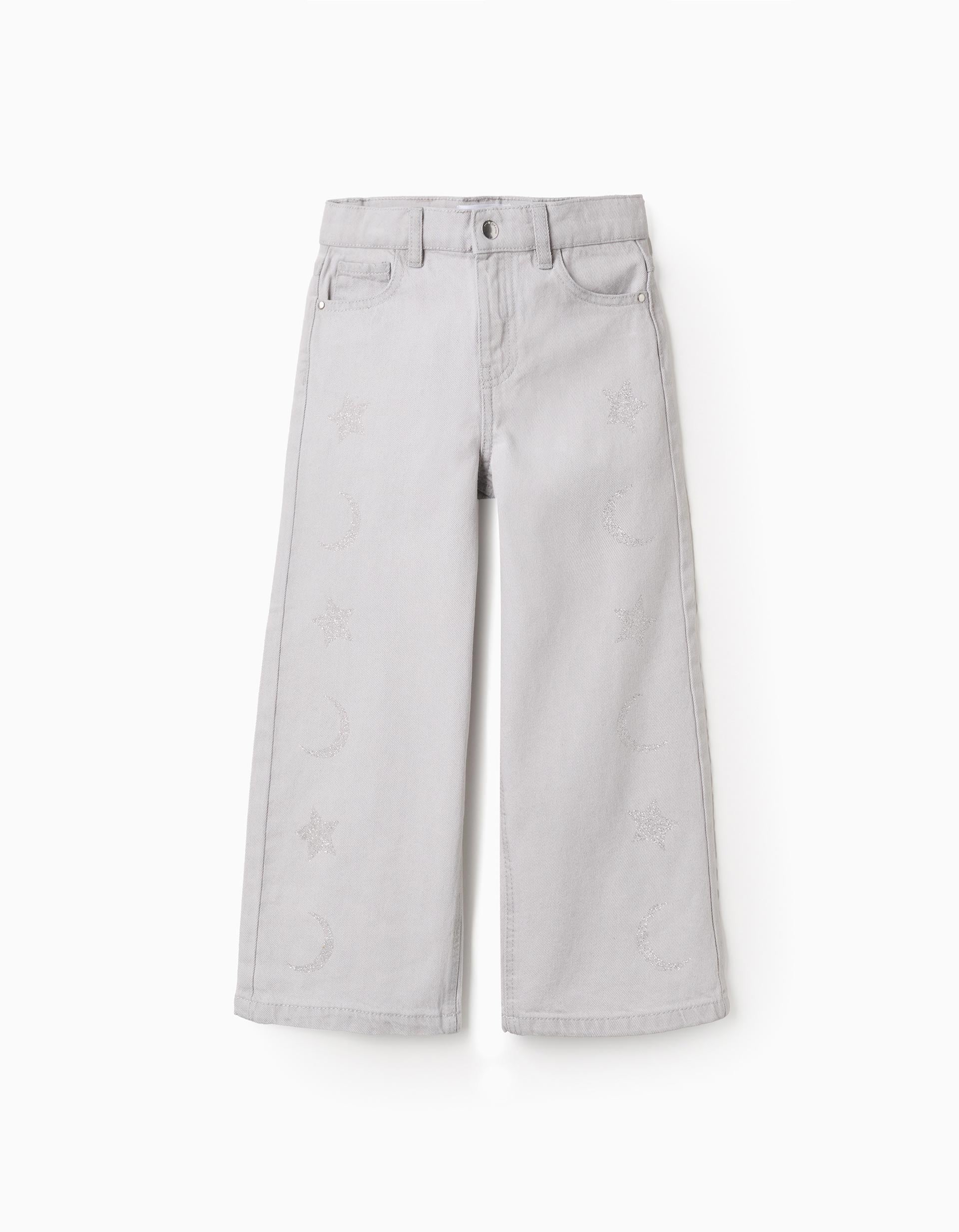 Pantalón denim gris niña con estrellas y lunas Zippy