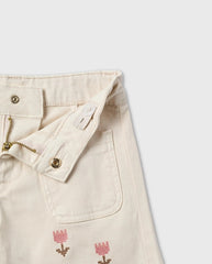 Short Flores Bordado Beige Zippy Diseño