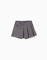 Falda short infantil estampado escocés rojo y verde con pliegues