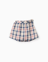 Falda short cuadros navy rojo niña tallas 3‑4T a 7‑8T