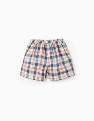 Falda short cuadros navy y rojo para niñas 3‑4T‑7‑8T