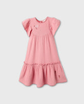 Vestido Bordado Flores Rosa Zippy