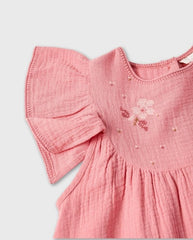 Vestido Bordado Flores Rosa Zippy Niñas