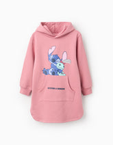 Saco con capucha frambuesa para niña con ilustración animada