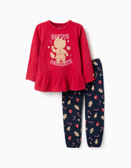 Pijama navideño rojo con pantalón navy para niña Zippy