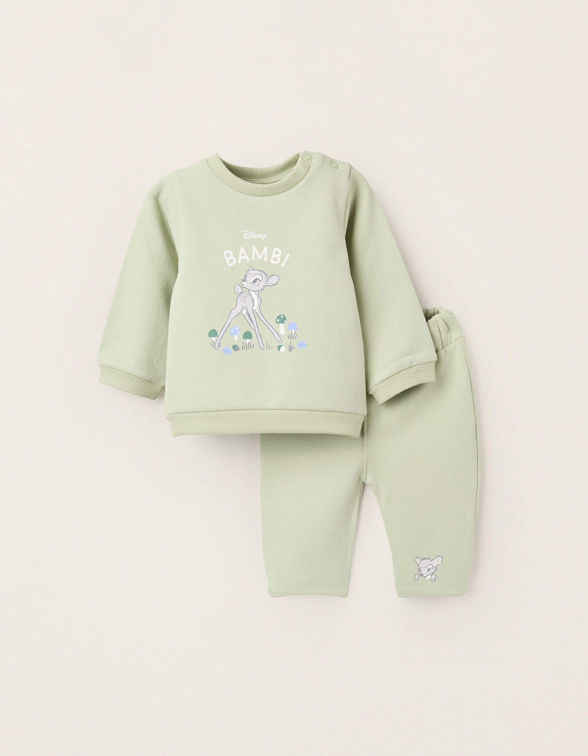 Conjunto Disney para bebé con saco verde menta y estampado de Bambi