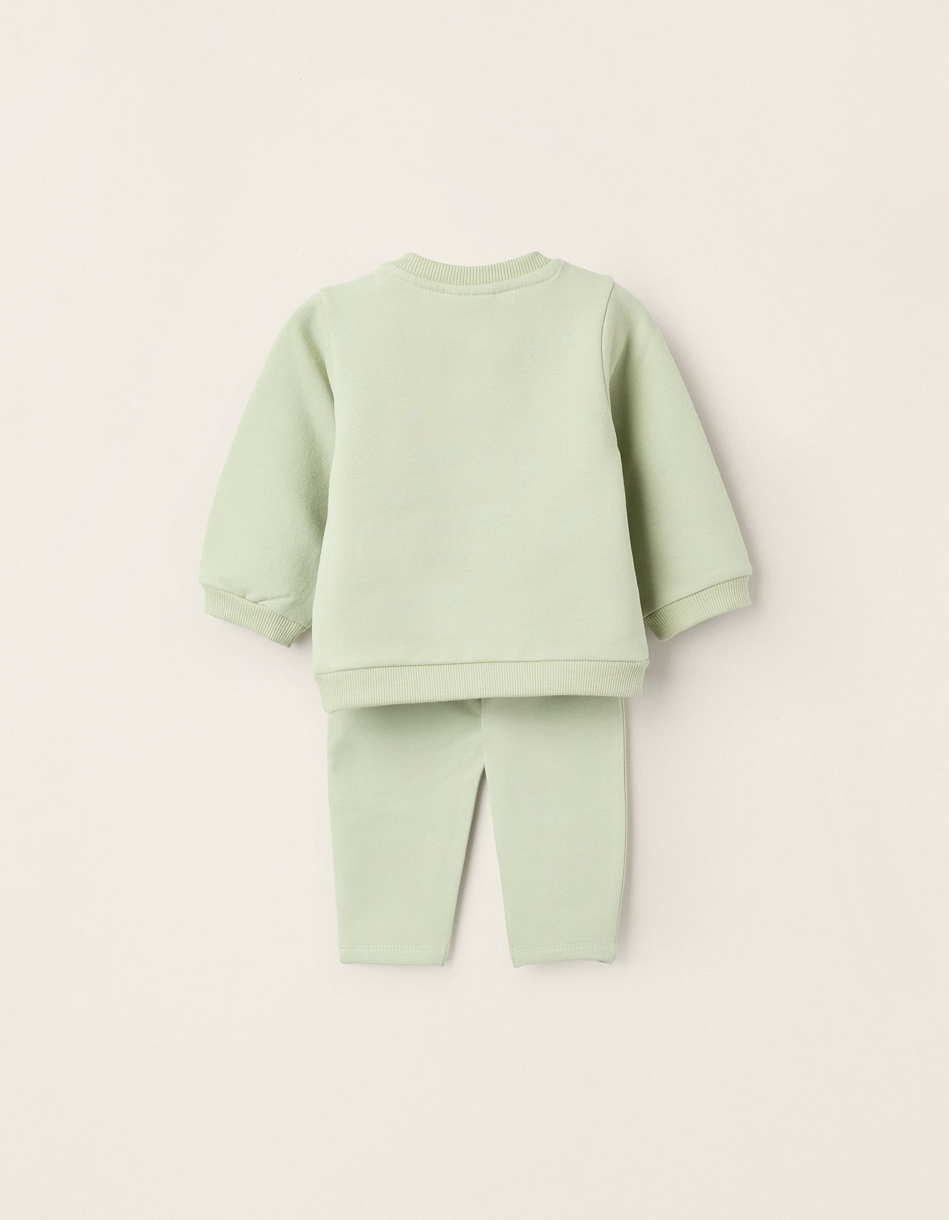 Set saco y pantalón para bebé color verde menta con diseño de Bambi