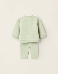 Set saco y pantalón para bebé color verde menta con diseño de Bambi