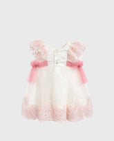 Vestido Tul Bordado Guipur Flores Rosa Abel & Lula estilo