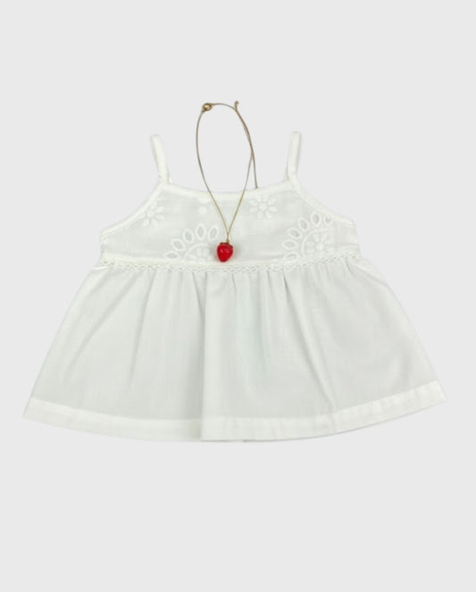 Blusa Pecho Bordado Collar De Fresa