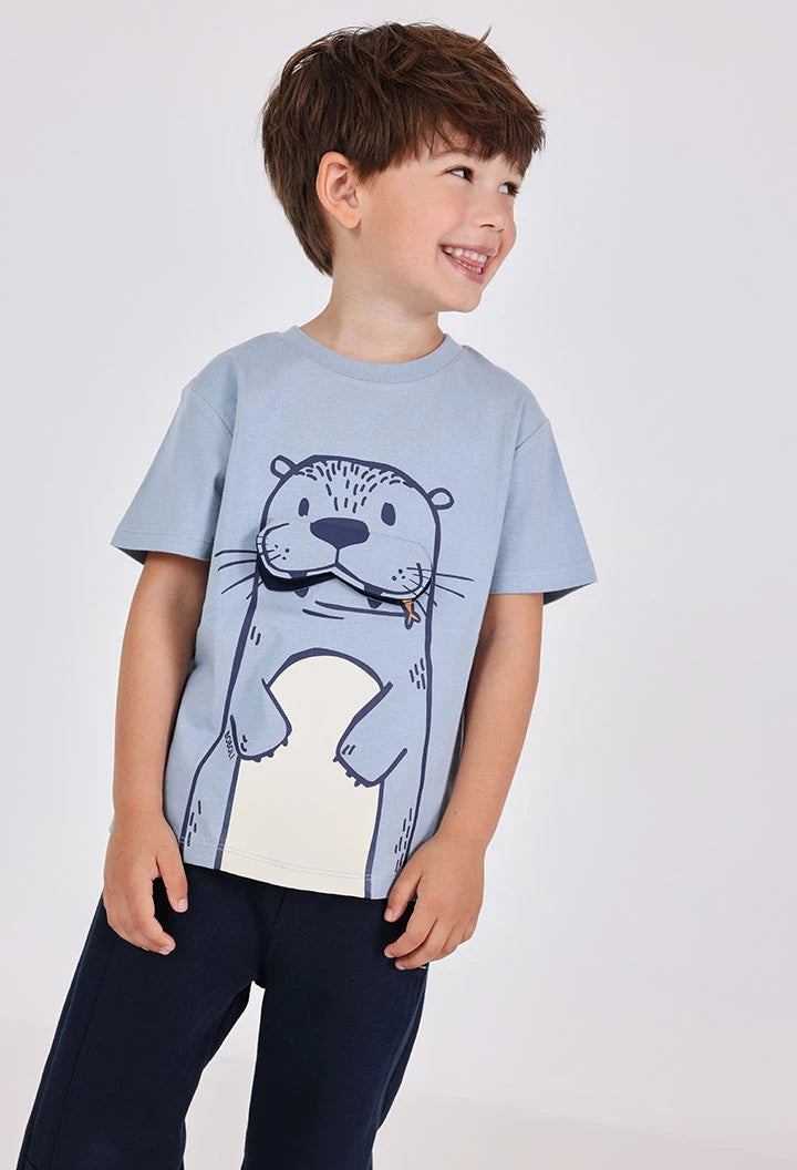 Camiseta Interactiva Nutria Azul Boboli Modelo