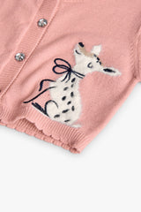 Saco corto tricot rosa con cervatillo